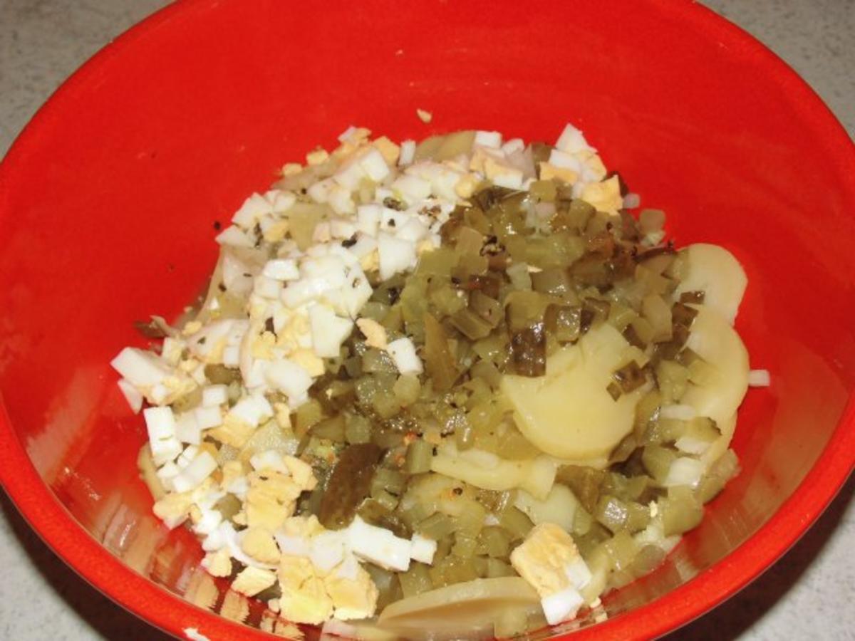Schwertfisch u. Seeteufel mit NT gegart, dazu Kartoffelsalat und Cerrytomaten in Balsamico - Rezept - Bild Nr. 4