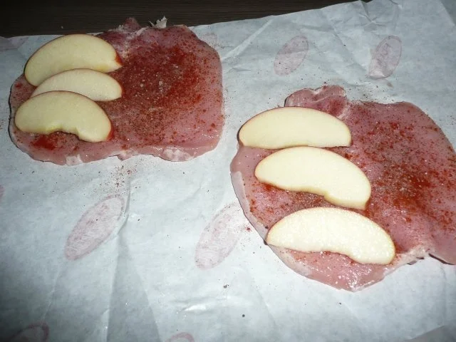 Rezept: Hessische Apfel - Schnitzel an Gemüse - Spagetti und Sesamkartoffel - Ecken. Bild Nr. 4 Hessische Apfel - Schnitzel an Gemüse - Spagetti und Sesamkartoffel - Ecken. - Rezept - Bild Nr. 4