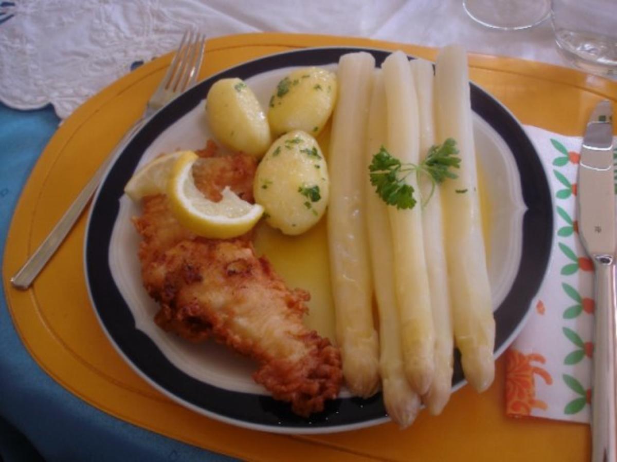 Spargel mit Seelachsfilet im Bierteig, Petersilienkartoffeln und Sauce Hollandaise - Rezept - Bild Nr. 30