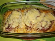 Überbackene Hähnchenbrust mit Kräuterbandnudeln - Rezept