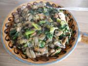 Beilage : Porree - Spinat - Champignons - Rezept