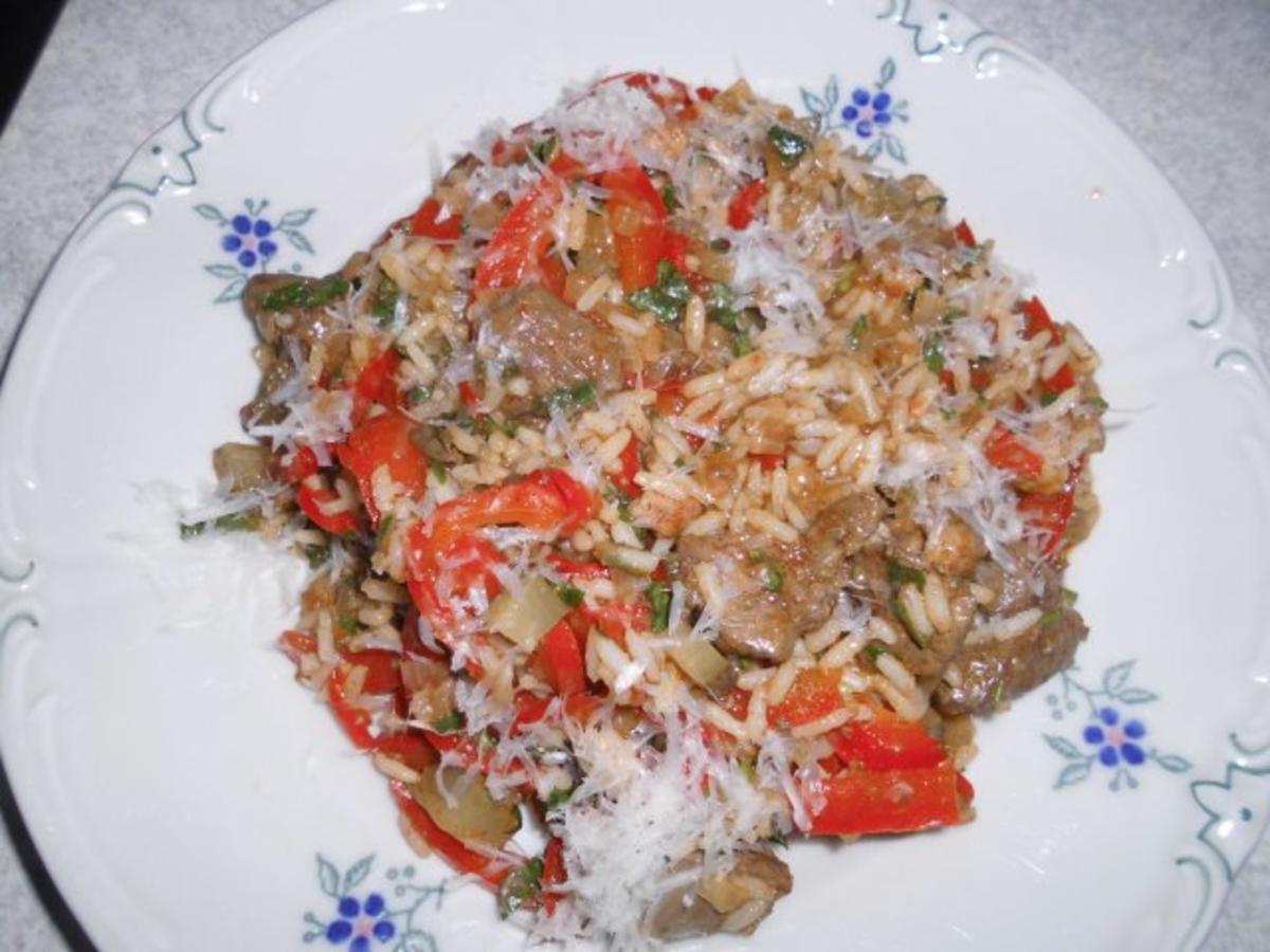 Reisfleisch pikant mit Paprika - Rezept
