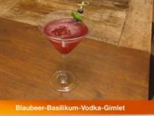 Blaubeer-Basilikum Zitronen Wodka Gimlet - Rezept