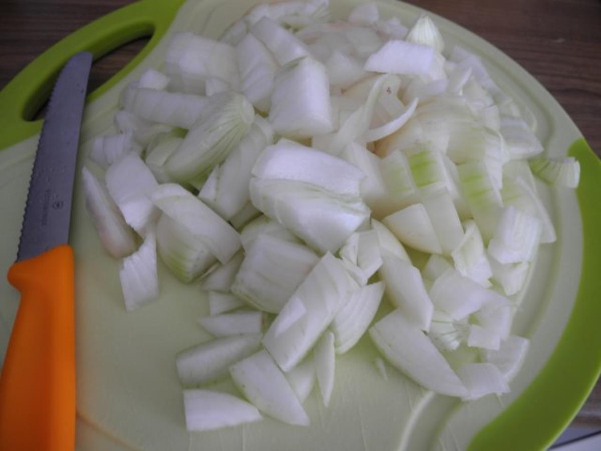Vegan : Kartoffelhobel in Zwiebeln  gebratenen an Broccoli - Rezept - Bild Nr. 2