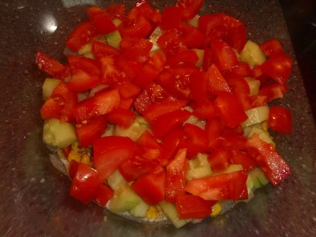 Rezept: Gebackener Schafskäse mit zwei Pesto und Schichtsalat Bild Nr. 7 Gebackener Schafskäse mit zwei Pesto und Schichtsalat - Rezept - Bild Nr. 7