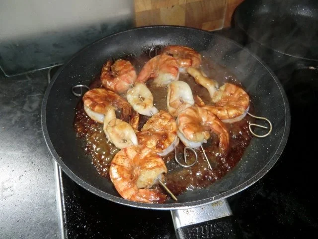 Tintenfisch- Garnelen- Spieße - Rezept