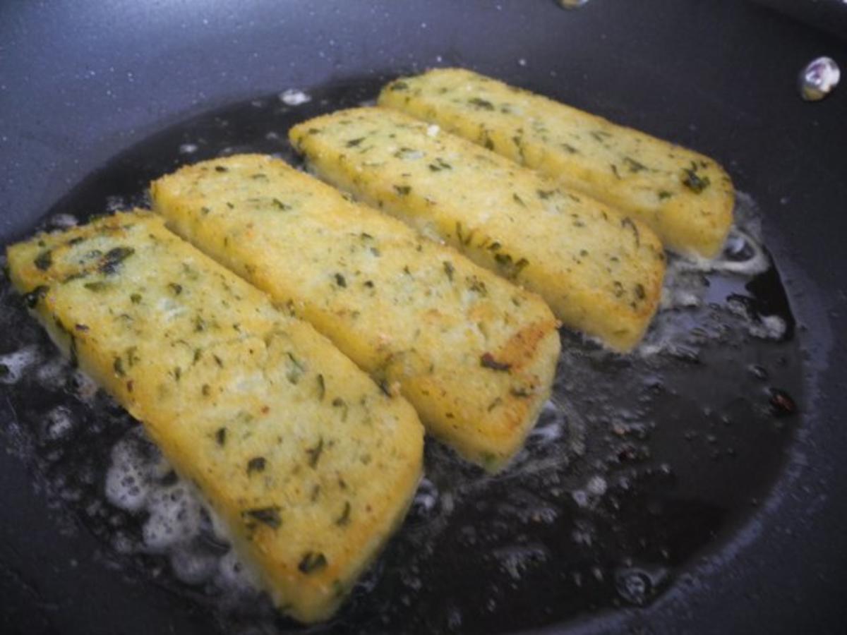 Vegan : Gebratene Petersilien - Polenta mit Dürrpflaumen - Zwiebel - Champignons - Rezept - Bild Nr. 15