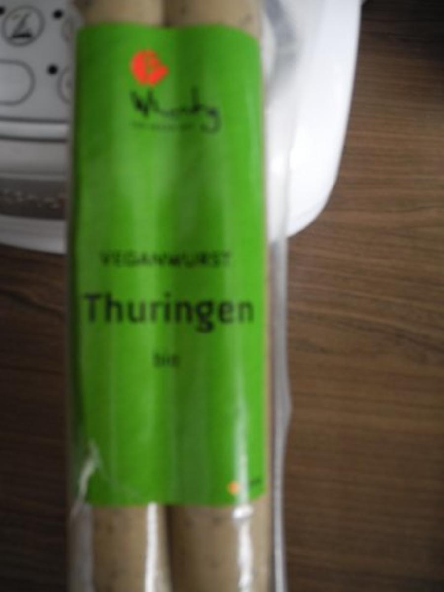 Vegan : "Thuringer Vurst" an Spargel mit Salzkartoffeln und geschmorten Zwiebeln - Rezept - Bild Nr. 5