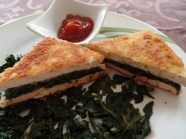 Tofuschnitzel mit Spinat - Rezept