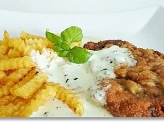 Rezept: Rinderschnitzel mit Kräuter Sauce und Wellenschnitt Pommes dazu Bild Nr. 21 Rinderschnitzel mit Kräuter Sauce und Wellenschnitt Pommes dazu - Rezept - Bild Nr. 21