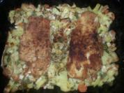 Rezept: Fisch auf einem Gemüsebett (aus dem Rohr) Fisch auf einem Gemüsebett (aus dem Rohr) - Rezept