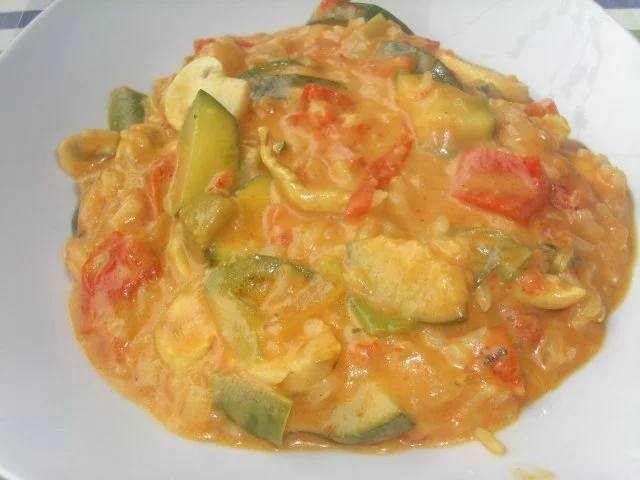 Reispfanne mit viel Gemüse und Creme - Rezept