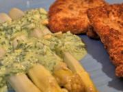 Ofenspargel mit Petersiliensauce und Kokos-Hähnchenschnitzel - Rezept