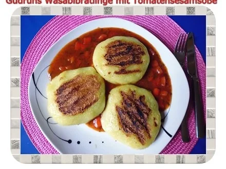 Kartoffeln: Wasabi-Bratlinge mit Tomaten-Sesamsoße - Rezept - Bild Nr. 15
