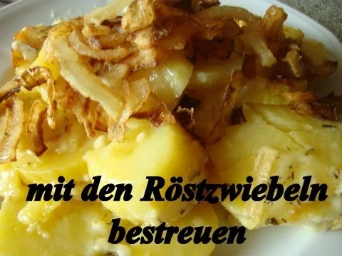 Rezept: Sahnegratin mit Münsterkäse und Röstzwiebeln Bild Nr. 13 Sahnegratin mit Münsterkäse und Röstzwiebeln - Rezept - Bild Nr. 13