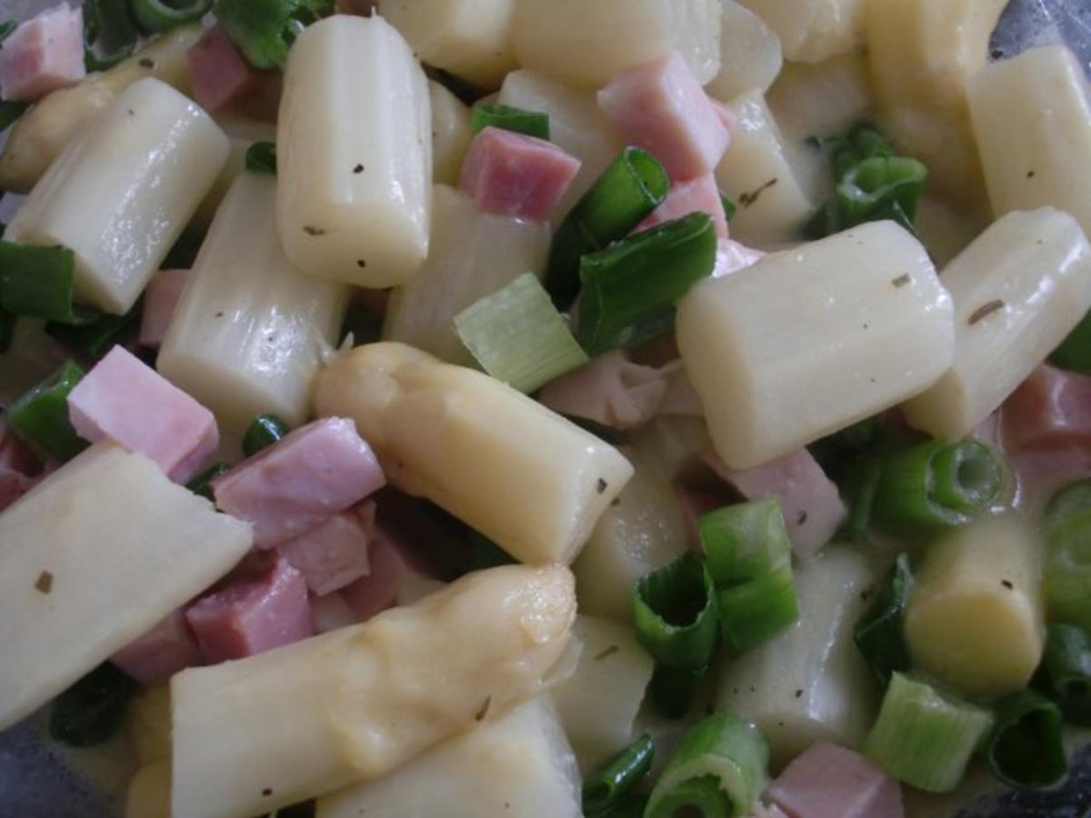 Warmer Spargelsalat mit Schinken - schnell &amp; einfach - 45 kcal/100g