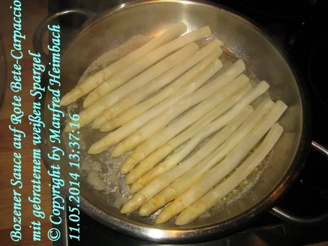 Rezept: Gemüse – Bozener Sauce auf Rote Bete-Carpaccio mit gebratenem weißen Spargel Bild Nr. 3 Gemüse – Bozener Sauce auf Rote Bete-Carpaccio mit gebratenem weißen Spargel - Rezept - Bild Nr. 3