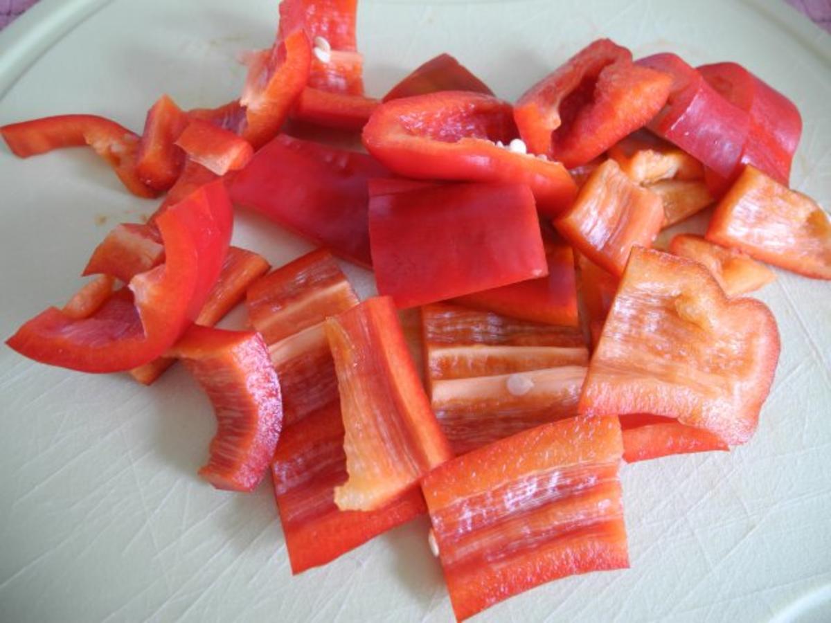 Paprika - Vleisch süss sauer in Tomatensaft an gebutterter Spargel - Pasta - Rezept - Bild Nr. 11