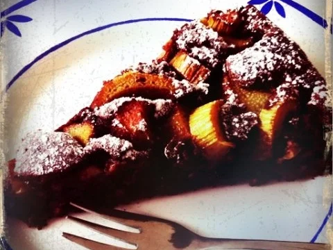 Rezept: Rhabarber-Schoko-Mandel-Torte Rhabarber-Schoko-Mandel-Torte - Rezept