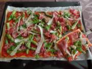 Pizza mit grünen Spargel und Prosciutto-Schinken - Rezept