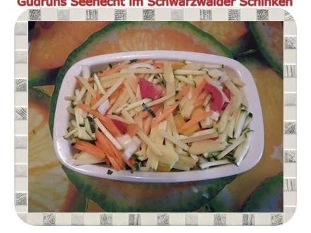 Rezept: Fisch: Seehecht im Schwarzwälder Schinken mit Ofengemüse Bild Nr. 7 Fisch: Seehecht im Schwarzwälder Schinken mit Ofengemüse - Rezept - Bild Nr. 7