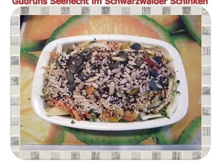 Rezept: Fisch: Seehecht im Schwarzwälder Schinken mit Ofengemüse Bild Nr. 10 Fisch: Seehecht im Schwarzwälder Schinken mit Ofengemüse - Rezept - Bild Nr. 10