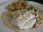 Kabeljau-Filet auf Gurkengemüse - Rezept