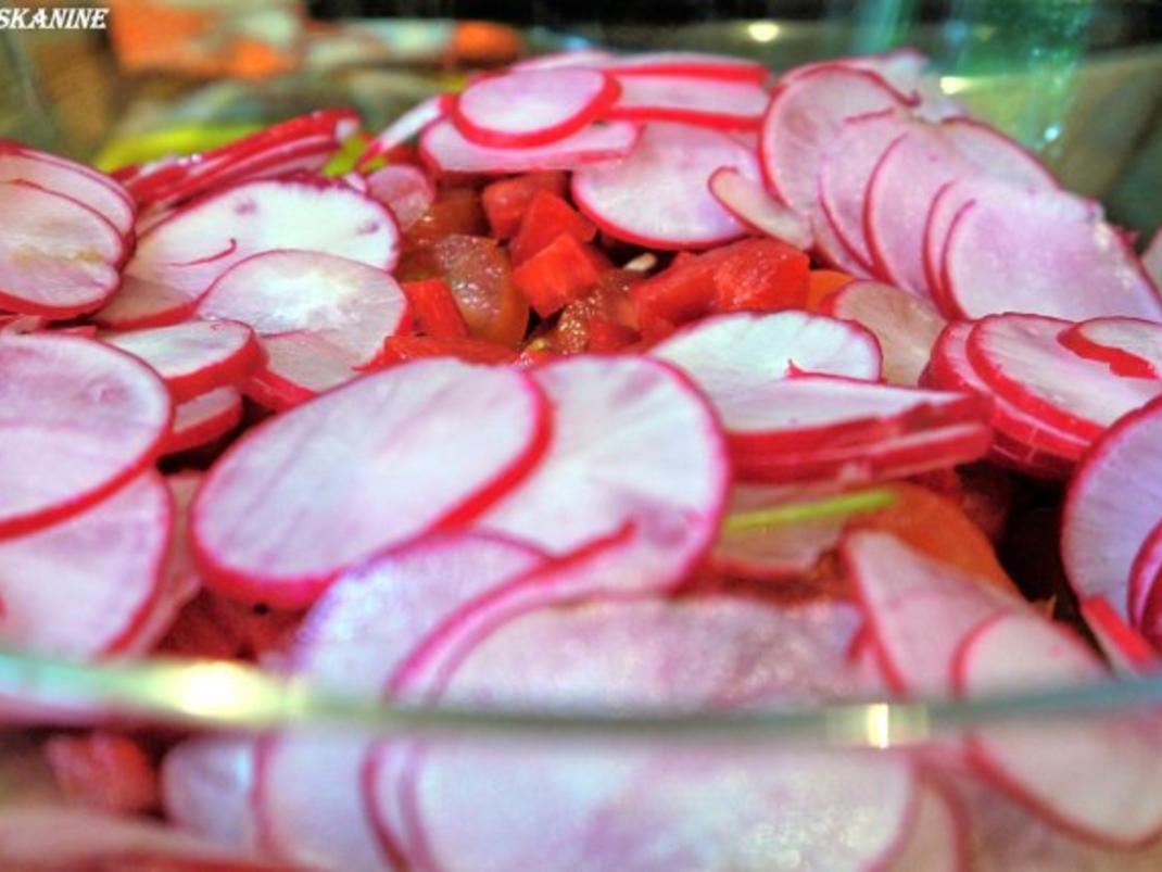 Quinoa Salat mit Tomaten und Radieschen - einfach - 48 kcal/100g Quinoa Salat mit Tomaten und Radieschen - einfach - 48 kcal/100g
