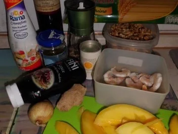 Pfannengericht: Mango-Garnelen-Rahmpfanne mit Pasta - Rezept - Bild Nr. 2