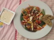 Feldsalat mit Mango, Birne und Speck - Rezept