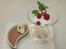 Schokoladencreme und Topfenmousse mit Himbeeren und Baiserbröseln (Verena Kerth) - Rezept