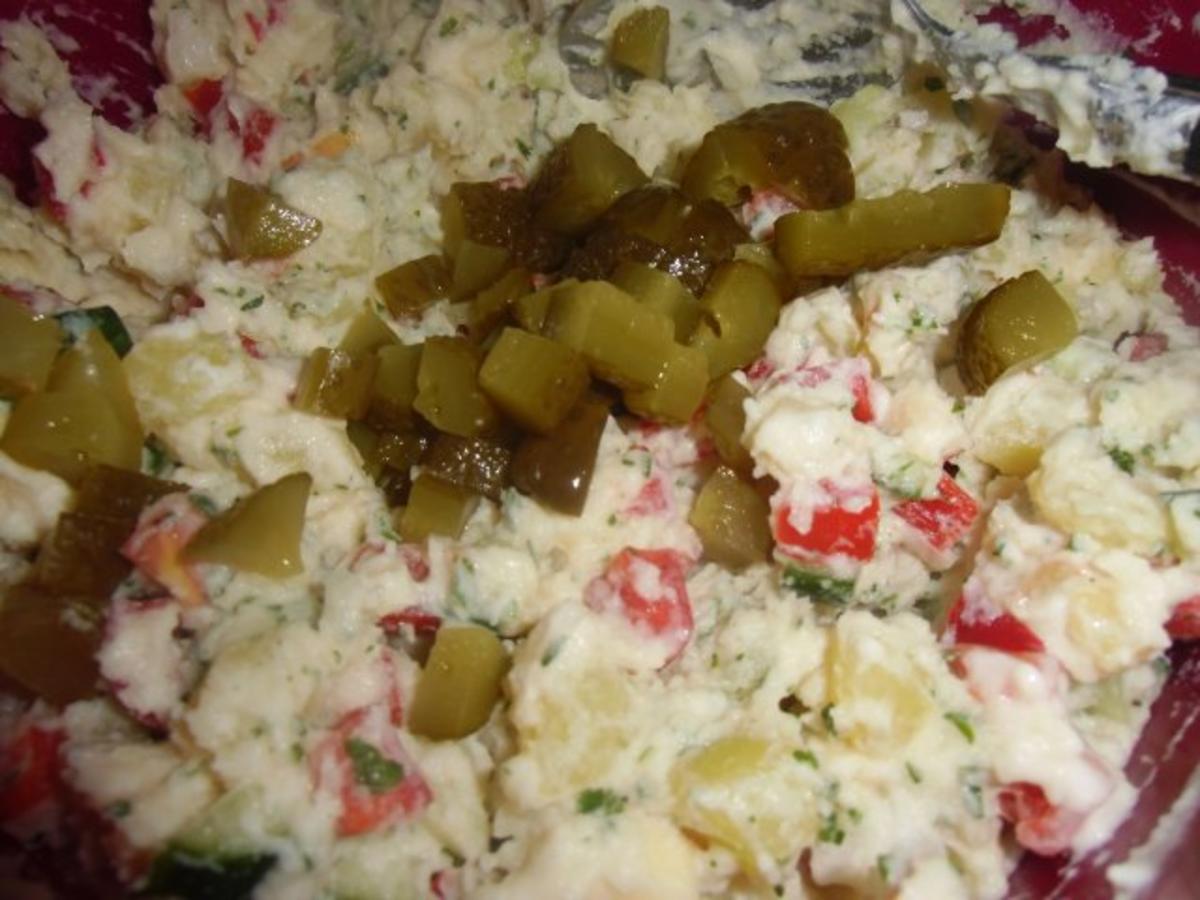 Vegetarischer Kartoffelsalat mit Schnitzelstreifen im Ausbackteig - Rezept - Bild Nr. 5