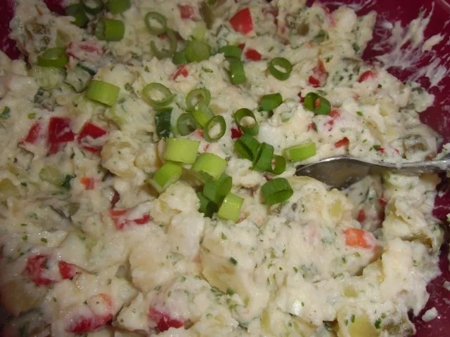 Vegetarischer Kartoffelsalat mit Schnitzelstreifen im Ausbackteig - Rezept - Bild Nr. 6