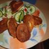 Vegetarischer Kartoffelsalat mit Schnitzelstreifen im Ausbackteig - Rezept