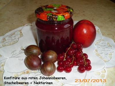 Konfitüre aus roten Johannisbeeren,Stachelbeeren+Nektarinen - Rezept