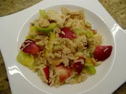 Fruchtige Reis-Hähnchen-Gemüsepfanne - Rezept