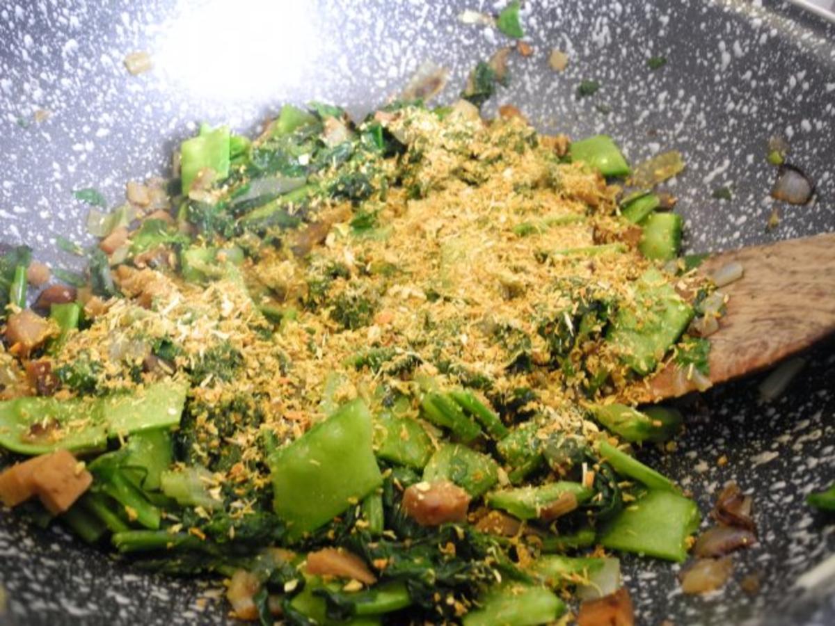 Vegan : Spinat - Zuckerschoten - Gemüse mit gehackten Walnüssen - Rezept - Bild Nr. 8