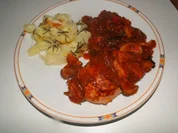 Rezept: Putensteak mit Kräuterseitlingen mit Paprikagemüse und gratinierten Putensteak mit Kräuterseitlingen mit Paprikagemüse und gratinierten - Rezept