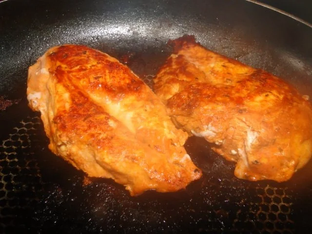 Putensteak mit Kräuterseitlingen mit Paprikagemüse und gratinierten - Rezept - Bild Nr. 9