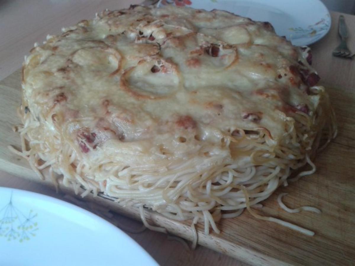 Bilder für Spaghettitorte mit Spaghetti und Hackfleisch gemischt Rezept