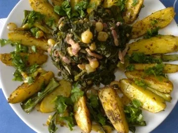 Spinat mit Rosinen und Speck - Rezept