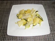 Kohlrabi-Zucchinipfanne an Birnen - Rezept