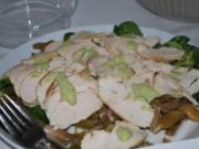 Hähnchen-Carpaccio auf Spargelsalat mit grüner Sauce - Rezept