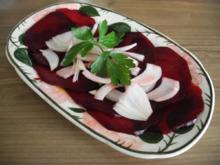 Vegan : Rote Bete Carpaccio mit Zwiebeln - Rezept