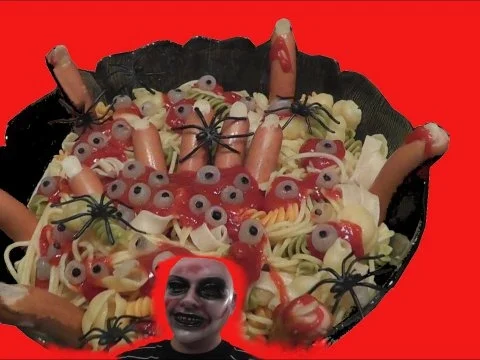 Würmersalat aus Nudeln für Helloween, Party, Überaschung, Karneval - Rezept