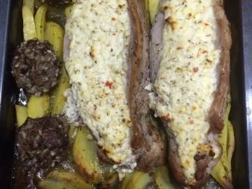 Little bit hot and spicy: mit Schafskäse überbackenes Schweinefilet auf Zitronenkartoffeln - Rezept - Bild Nr. 3