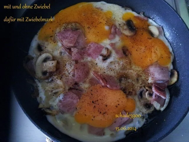 Pfannengerichte: Rührei gepaart mit Champignons und Kochschinken - Rezept - Bild Nr. 7