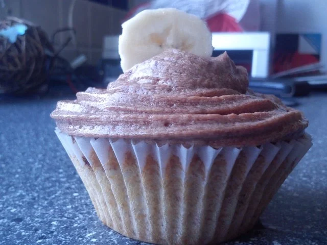 Rezept: Bananenmuffins mit Schokotopping Bananenmuffins mit Schokotopping - Rezept