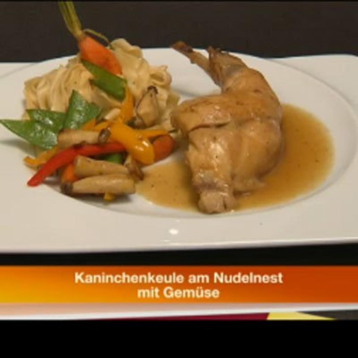 Bilder für Kaninchenkeule am Nudelnest - Rezept