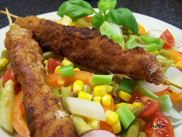 Schnitzel am Stock - Rezept